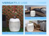 White 12 Inch Round Hollow Drum Patio Table for Balcony Decor 60844858