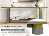 U_Style 62.9" Modern Minimalist Console Table, Solid Wood Entryway Sofa Table with Metal Accents, N711P289140E