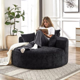 55''L Chenille Sponge single sofa,No Assembly Required,Fluffy Modern Sleeper Chair for Living room, W834P221028