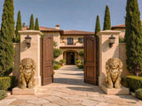 24" Outdoor Lion Statue, Magnesium Oxide Stone Composite Animal Sculpture Statue Decor for Front W6572P574258