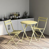 3 Piece Patio Bistro Set of Foldable Round Table and Chairs, Yellow W1586P143143