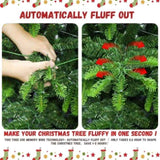 Artificial 7ft Green LED-lit Christmas Tree with 960PE/PVC Mixed Branch Tips,Hinged Premium & 06504748