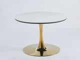 31.5"GOLDEN AND WHITE Tulip Table Mid-century Dining Table for 2-4 people With Round Mdf Table Top, W234P156697