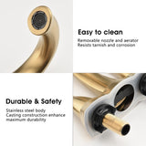 2 Handle 4 Inch Centerset Bathroom Sink Faucet with Pop-Up Drain, Brushed Gold W122460801