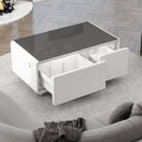 Modern Smart Coffee Table with Built-in Fridge, Bluetooth Speaker, Wireless Charging, Touch Control W1172P178882