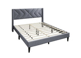 ZNTS Elegant Modern Gray Velvet Upholstered Queen Size Bed Clean Lines Design Headboard 1pc Bedframe B011P238925