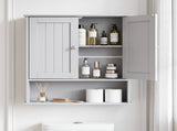 Grey, painted MDF, double-door, 56.2 13 58.5 cm, vertical-slat design, bathroom wall cabinet 69235384