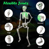 5.5ft Life-Size Pre-Lit Halloween Skeleton - Built-In Green LED Lights , Fully Poseable 34901388