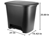 Trash Can, 20.1 Gallon Plastic Step Garbage Bin with Foot Pedal Lid, Black 12646660