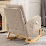 ZNTS Accent Rocking Chair with Footrest High Back Rubber Wood Rocking Legs Bedroom Living Space 26.77D X W2231P143504