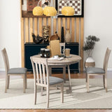 5-Piece Wood Dining Table Round Extendable Dining Table with 4 Dining Chairs, Dining Room Table 52113477