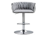 360&deg Fabric cover Swivel Bar Stools Set of 2, Adjustable Counter Height Bar Chairs with Woven Back & W2215P184994