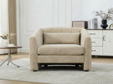31.3"W Tufted Pumpkin-Shape Accent Chair,Comfy Upholstered Reading Chair,Chenille Armchair for W3189P538192
