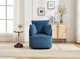 Blue Swivel Accent Chair,Round Swivel Barrel Chair,Armchair Upholstered Living Room Chair Corduroy W2120P293679