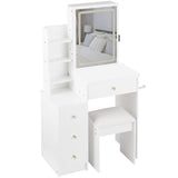 Small Size Left Bedside Cabinet Vanity Table Cushioned Stool, 2 AC2 USB Power Station, Hair dryer W936P202468