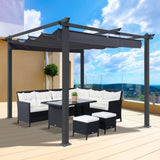 ZNTS 10x10 Ft Outdoor Patio Retractable Pergola With Canopy Sunshelter Pergola for W41940784