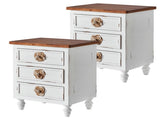 Vintage farmhouse style side table with floral knobs 19-inch country-style bedside table with 3 34813325