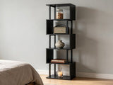 5-Tier S-Shaped Bookshelf, Modern Geometric Freestanding Display Shelf with Heavy-Duty Metal Frame, 09498563