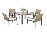 All Weather 5-Piece Patio Dining Table Sets, Patio Conversation Set Acacia Wood Table Top with 26863021