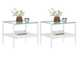 Set of 2 Rectangle End Table, Tempered Glass Tabletop with MDF layer, Modern Table for Living Room , W241P184247