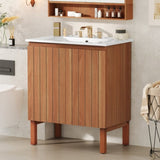 30" Modern Bathroom Vanity with Ceramic Sink, Vintage Minimalist Bathroom Vanity Cabinet, 45 Degrees N817P245325N