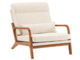 High Back Solid Wood Armrest Backrest Iron Frame Linen Indoor Leisure 23435741