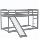 ZNTS Twin over Twin Bunk Bed with Convertible Slide and Ladder , Gray 65436427