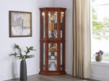 Corner Curio Cabinet with Lights, Adjustable Tempered Glass Shelves, Mirrored Back, Display 45202248