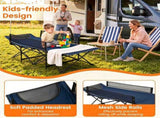 Navy No-Assembly Portable Toddler Camping Bed, Elevated Foldable Kids Sleepover Cot with Anti-Roll 43356636