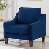 Modern Armchair, Living Room Single Seat Sofa with Wooden Legs, Upholstered Velvet Accent W2186P143465