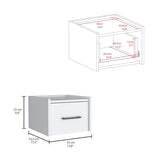 Boa Floating Nightstand , End Table, Side Table Wall-Mounted Single Drawer Design with Handle- White B200137812