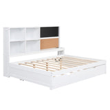 Full Size Daybed with Storage Shelves, Blackboard, Cork board, USB Ports and Twin Size Trundle, 90546744