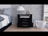 Nightstand 20"H, Two Drawers, One Shelf, Superior Top, Black B097133152