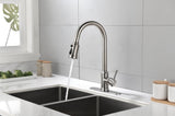 Single Handle High Arc Pull Out Kitchen Faucet,Single Level Stainless Steel Kitchen Sink Faucets TH9013NS-8