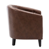 ZNTS PU Leather Tufted Barrel ChairTub Chair for Living Room Bedroom Club Chairs WF212660AAA