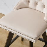 Swivel Velvet Barstools with Button Tufted Decoration and Wooden Legs, and Chrome Nailhead Trim, W1143P241329
