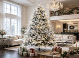 6ft Flocked Christmas Tree Hinged Design 2015 Tips 260 Warm White LEDs 39412533