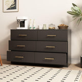 Black color Large 6 drawers chest of drawer dressers table with golden handle 11810823