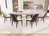 47"-63" expandable dining table set for 2-6 people, equipped with PU fabric thick cushioned dining 62451827