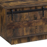Rustic Oak Coffee Table with Sliding Barn Door B062P181423