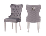 Simba Stainless Steel 2 Piece Chair Finish with Velvet Fabric in Dark Gray 808857571366