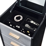 Black and Silver 4-drawer Jewelry Armoire with Lift-top B062P181349