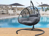 High Quality Outdoor Indoor color PE Wicker Swing Egg chair with Antracite Color Cushion And 62438480