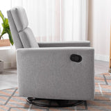 ZNTS Modern Upholstered Rocker Nursery Chair Plush Seating Glider Swivel Recliner Chair, Gray 09348183