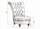 Grey Retro High Back Armless Royal Accent Chair Fabric Upholstered Tufted Seat for Living Dining And 66498578