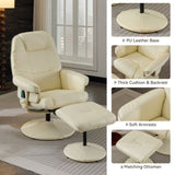 011-Massage Recliner Chair with Ottoman, 360&deg Swivel PU Leather Reclining Chair with Wrapped Base W2636P262427