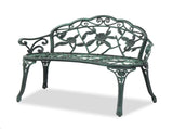 Outdoor Cast Aluminum Patio Bench, Porch Bench Chair with Curved Legs Rose Pattern, Antique 50068980