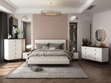 White and Brown 2-Drawer Nightstand with USB Port B062P209003