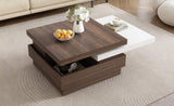 ZNTS U-Can Rotatable Top Coffee Table, Modern Square Coffee Table with Wood Grain N724P195145K