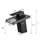 Bathroom Sink Faucet LED Light 3 Colors Changing Waterfall Glass Spout Hot Cold Water Mixer Single W1932P147712